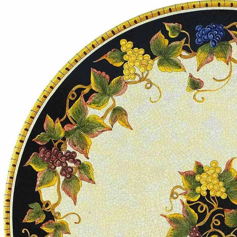 CERAMIC STONE TABLE + IRON BASE: BRINDISI Design^ - Hand Painted in Deruta, Italy. - Artistica.com