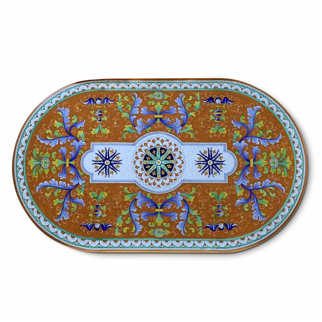 CERAMIC STONE TABLE+ IRON BASE: ANGIOLETTI Design^ in Deruta, Italy. - Artistica.com