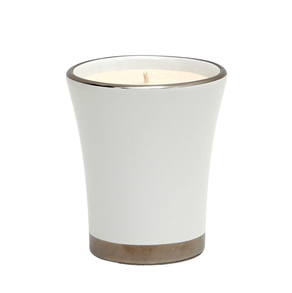 DERUTA PLATINO: Deluxe Precious Flared Candle with Pure Platinum Rim - Artistica.com