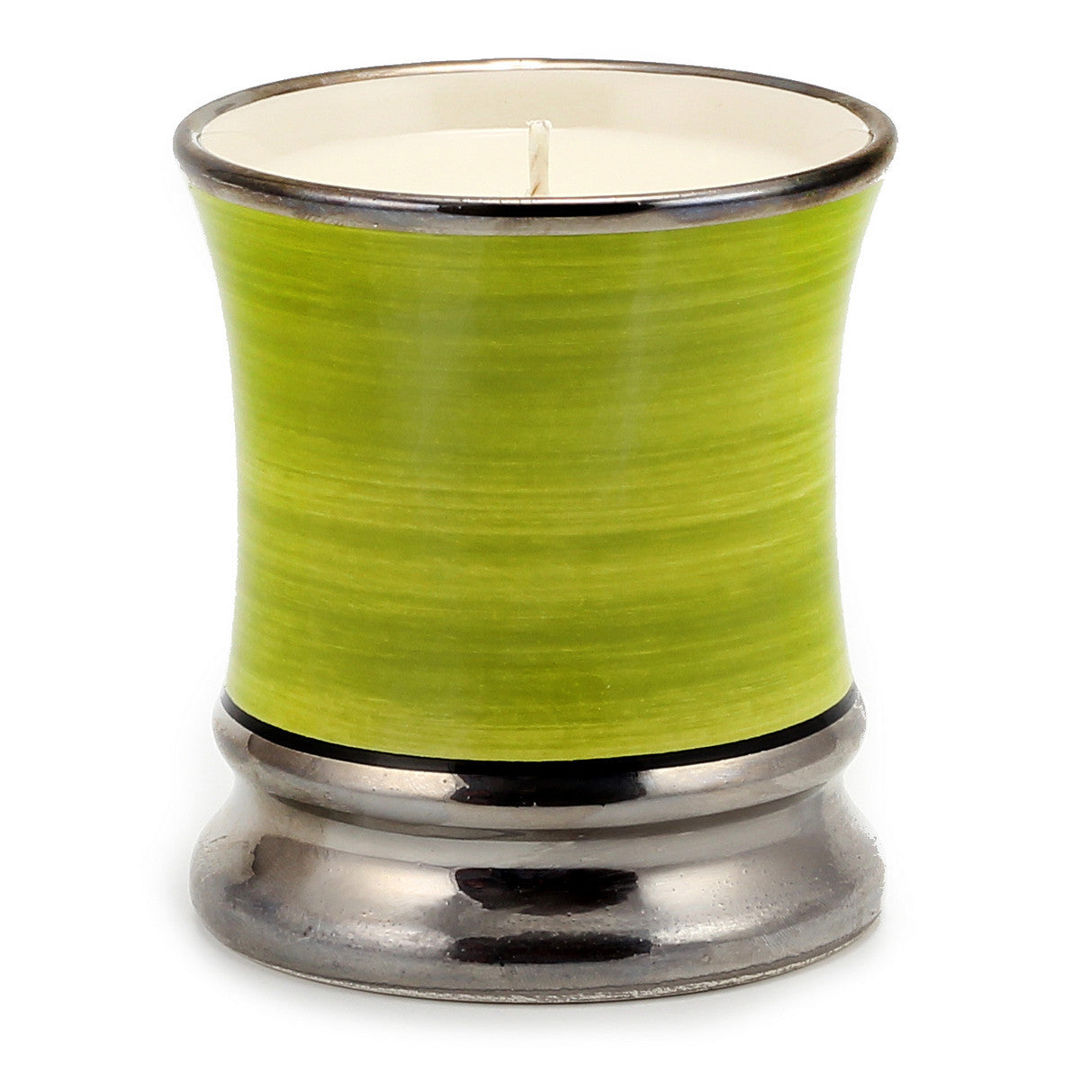 DERUTA CANDLES: Italian BASIL Scented Candle - Deluxe Precious Cup Coloris Green Design with Pure Platinum Rim (10 Oz) - Artistica.com