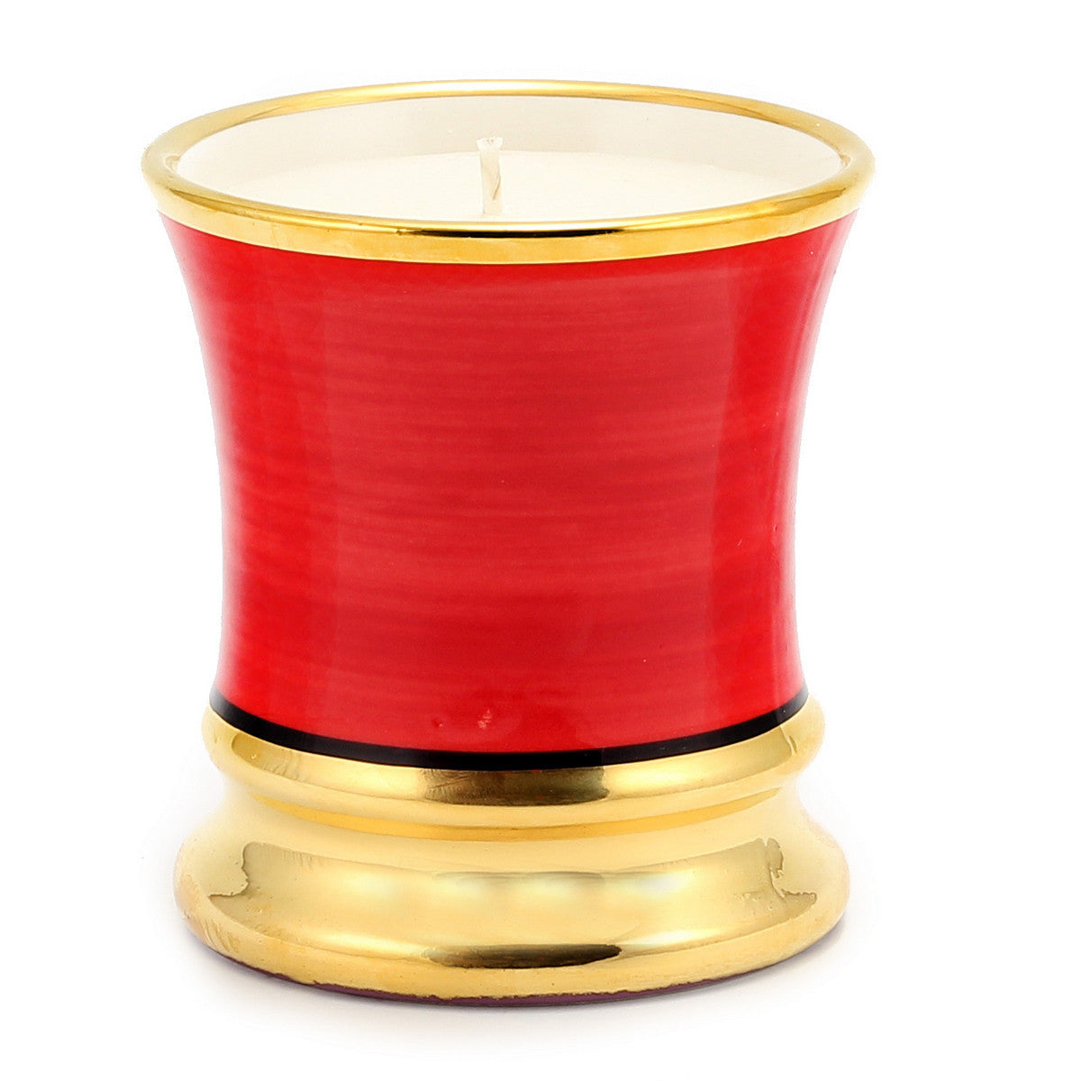 HOLIDAYS CANDLES: Deluxe Precious Cup Candle ~ Coloris Rosso Design ~ Pure Gold Rim - Artistica.com