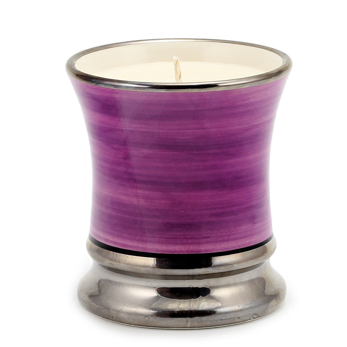 DERUTA CANDLES: Deluxe Precious Cup Candle ~ Coloris Viola Design ~ Pure Platinum Rim - Artistica.com