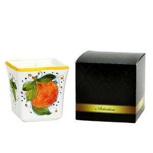 DERUTA CANDLES: Square Flared Candle Sicilian Orange Design [R] - Artistica.com