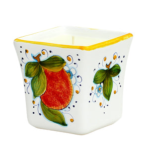 DERUTA CANDLES: Square Flared Candle Sicilian Orange Design [R] - Artistica.com