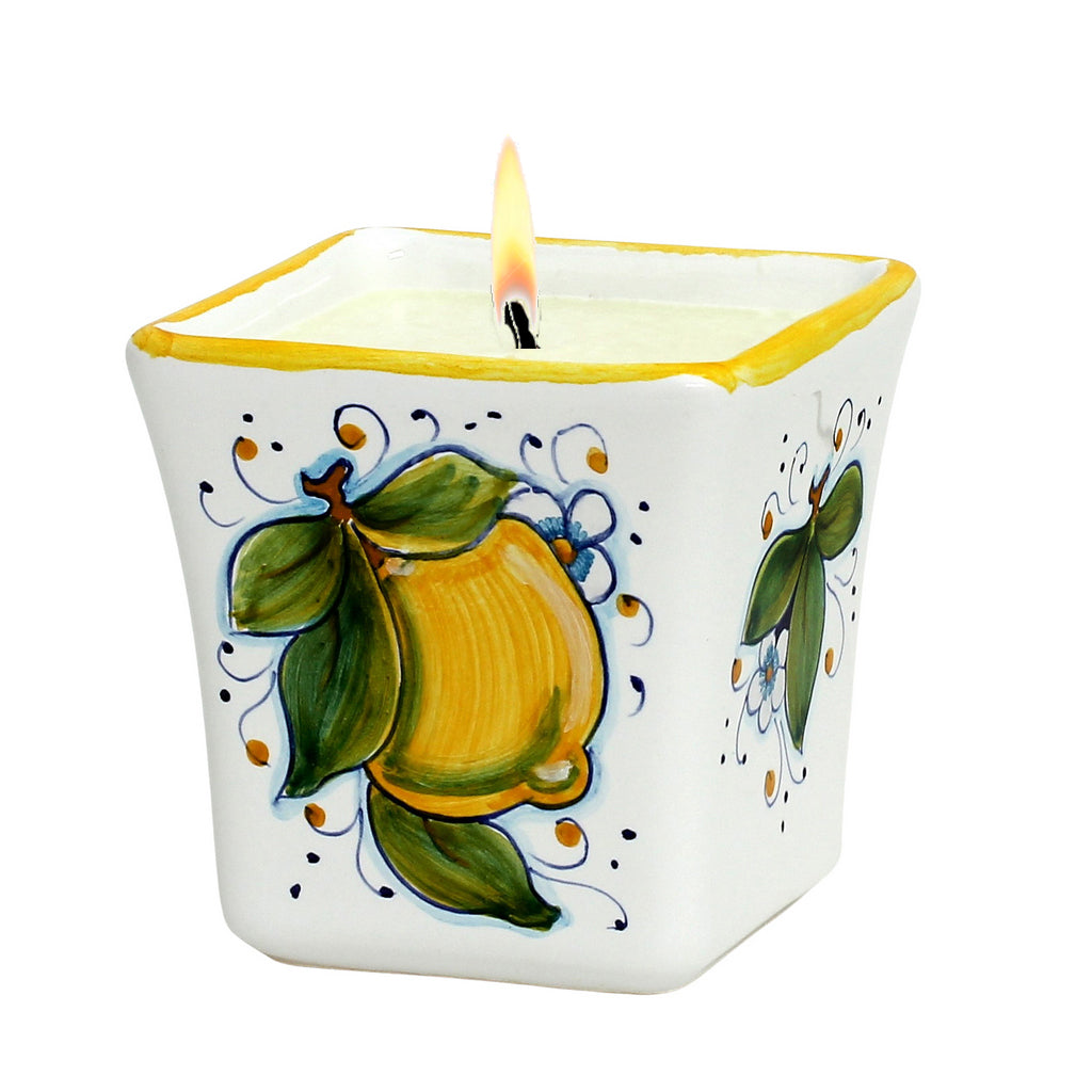 DERUTA CANDLES: Square Flared Candle Positano Limoni Design - Artistica.com