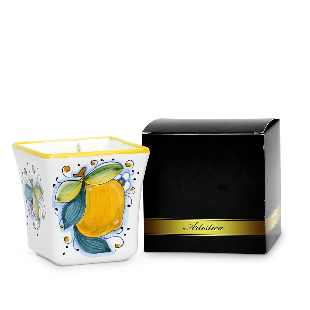 DERUTA CANDLES: Square Flared Candle Positano Limoni Design - Artistica.com