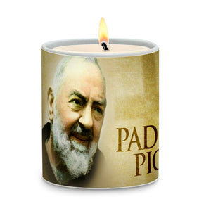 SUBLIMART: Prayer Candle - Porcelain Soy Wax Candle - St. Padre Pio