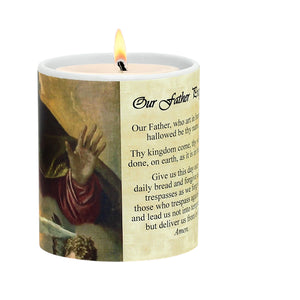 SUBLIMART: Prayer Candle - Porcelain Soy Wax Candle - Our Father Prayer