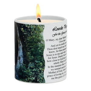 SUBLIMART: Prayer Candle - Porcelain Soy Wax Candle - Lourdes Prayer