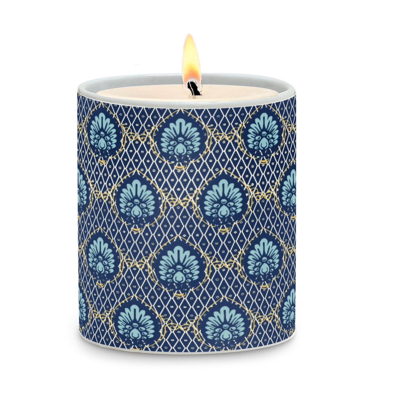 SUBLIMART: Geometric - Porcelain Soy Wax Candle 'Peacock' (Design #GEO05)