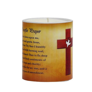SUBLIMART: Prayer Candle - Porcelain Soy Wax Candle - The Easter Dove Crucifix Prayer