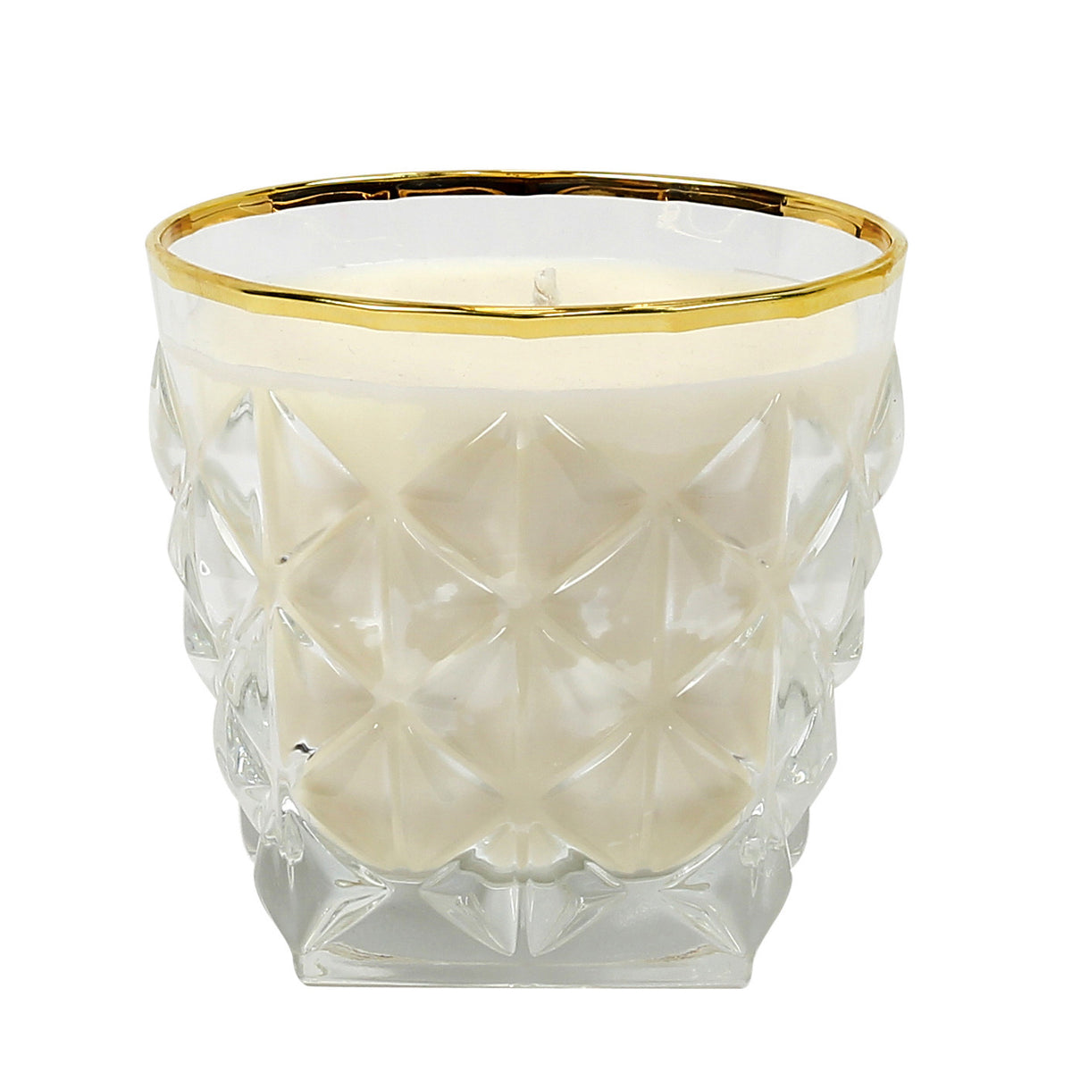 CRYSTAL CANDLES: Unscented soy candle in crystal cup GOLD hand decorated rim - Artistica.com
