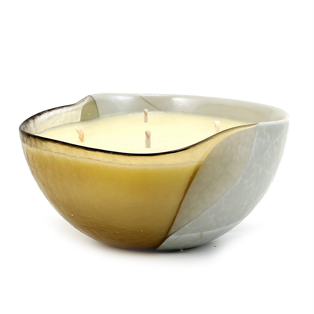 Murano Glass: Cartoccio Square Candy Bowl Sand on Pearlized Clear Glass