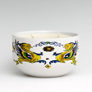 SUBLIMART: Two Wicks Soy Wax Candle in a Porcelain Bowl - Deruta Style (Design #DER02)