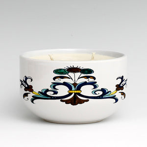 SUBLIMART: Two Wicks Soy Wax Candle in a Porcelain Bowl - Deruta Style (Design #DER05)