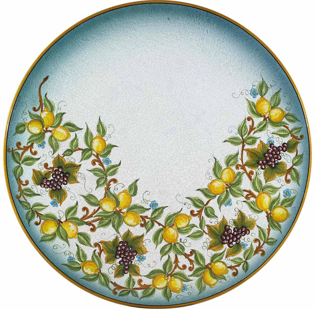 CERAMIC STONE TABLE + IRON BASE: CAPRI Design - Hand Painted in Deruta, Italy. - Artistica.com