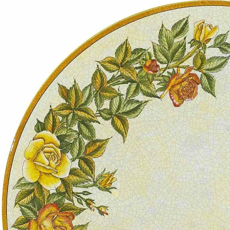 CERAMIC STONE TABLE + IRON BASE: CASCIA Design^ - Hand Painted in Deruta, Italy. - Artistica.com