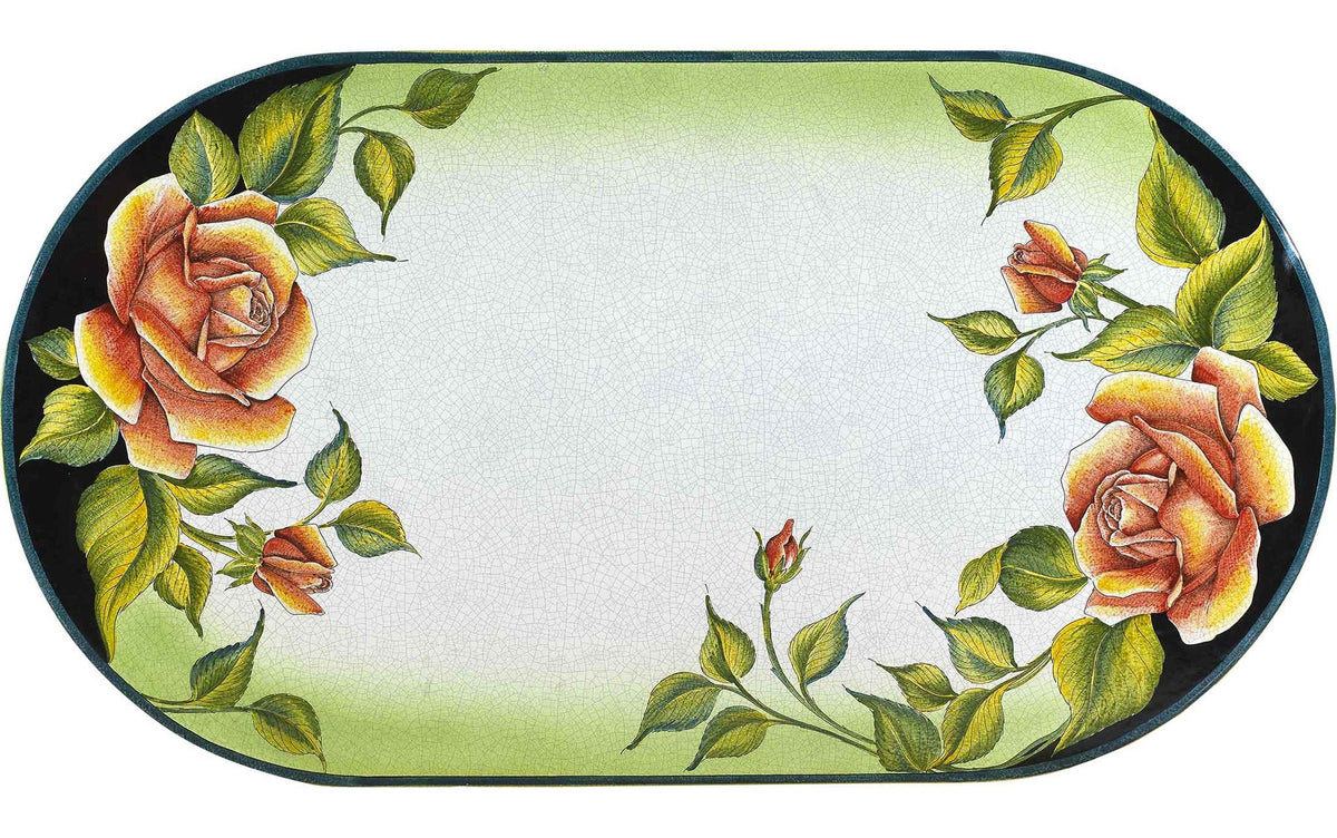 CERAMIC STONE TABLE + IRON BASE: COLONIA Design^ - Hand Painted in Deruta, Italy. - Artistica.com