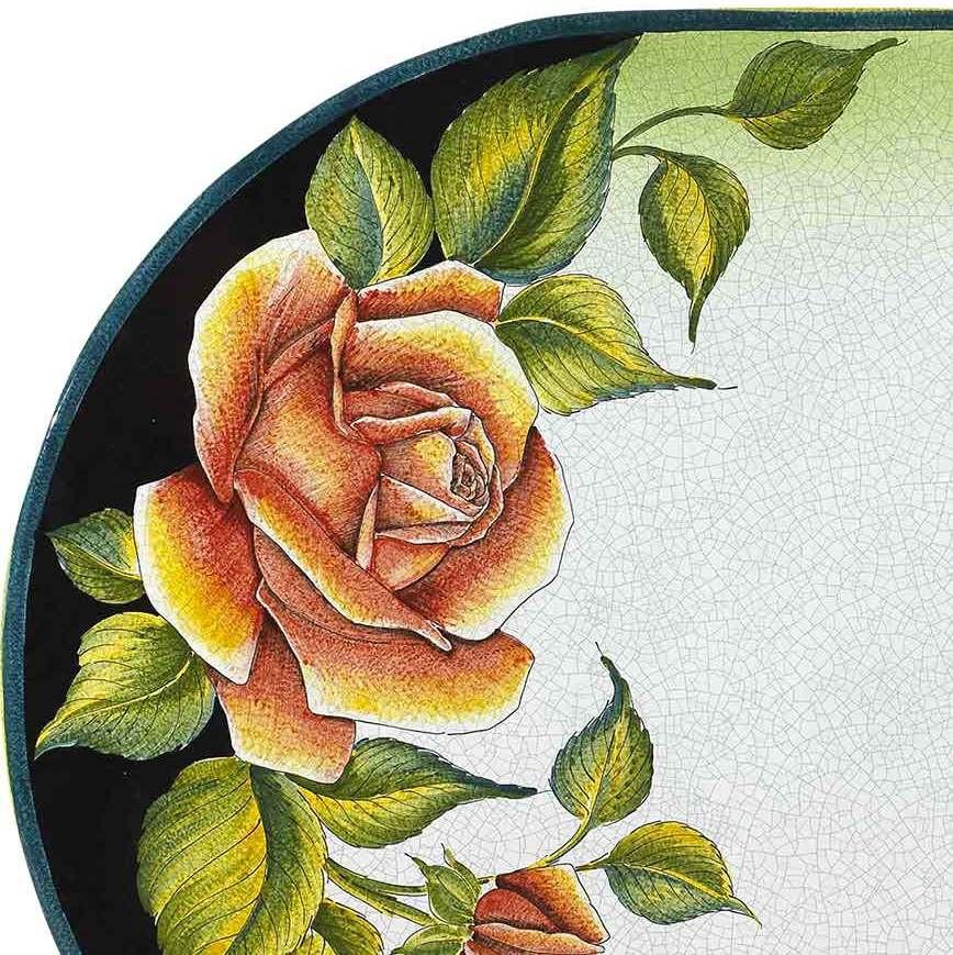 CERAMIC STONE TABLE + IRON BASE: COLONIA Design^ - Hand Painted in Deruta, Italy. - Artistica.com