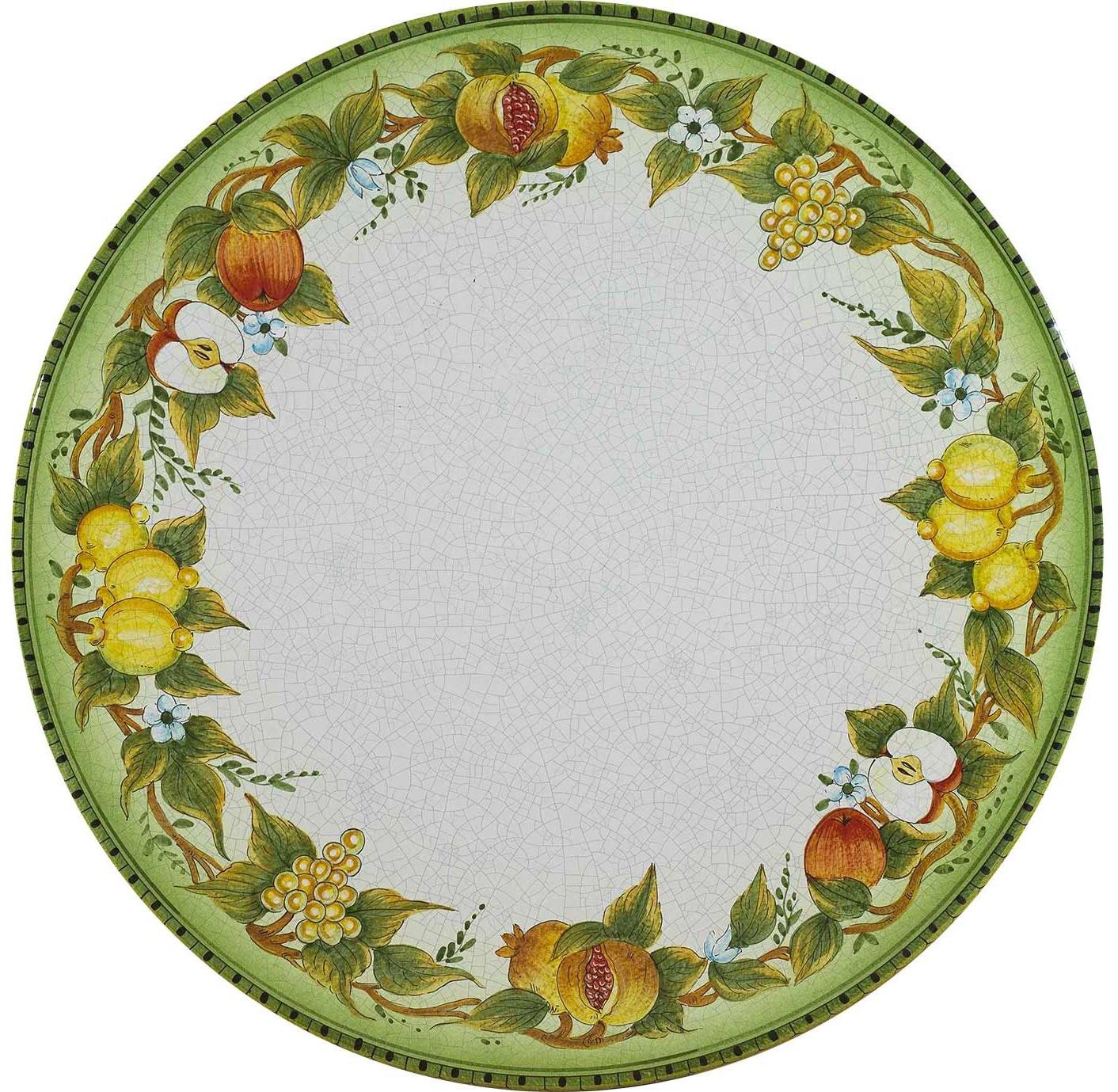 CERAMIC STONE TABLE + IRON BASE: CORTINA Design - Hand Painted in Deruta, Italy. - Artistica.com