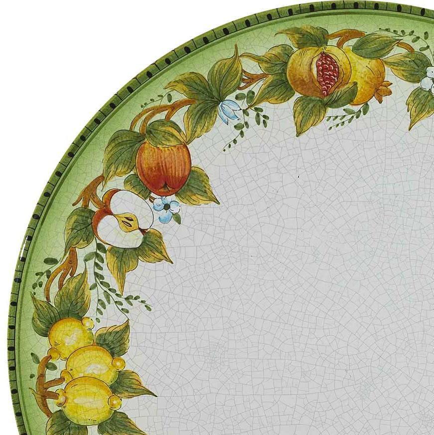 CERAMIC STONE TABLE + IRON BASE: CORTINA Design - Hand Painted in Deruta, Italy. - Artistica.com