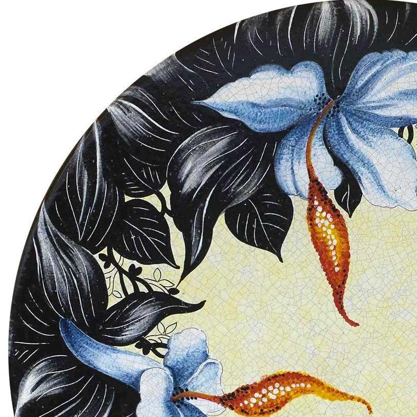 CERAMIC STONE TABLE + IRON BASE: CRACOVIA Design - Hand Painted in Deruta, Italy. - Artistica.com