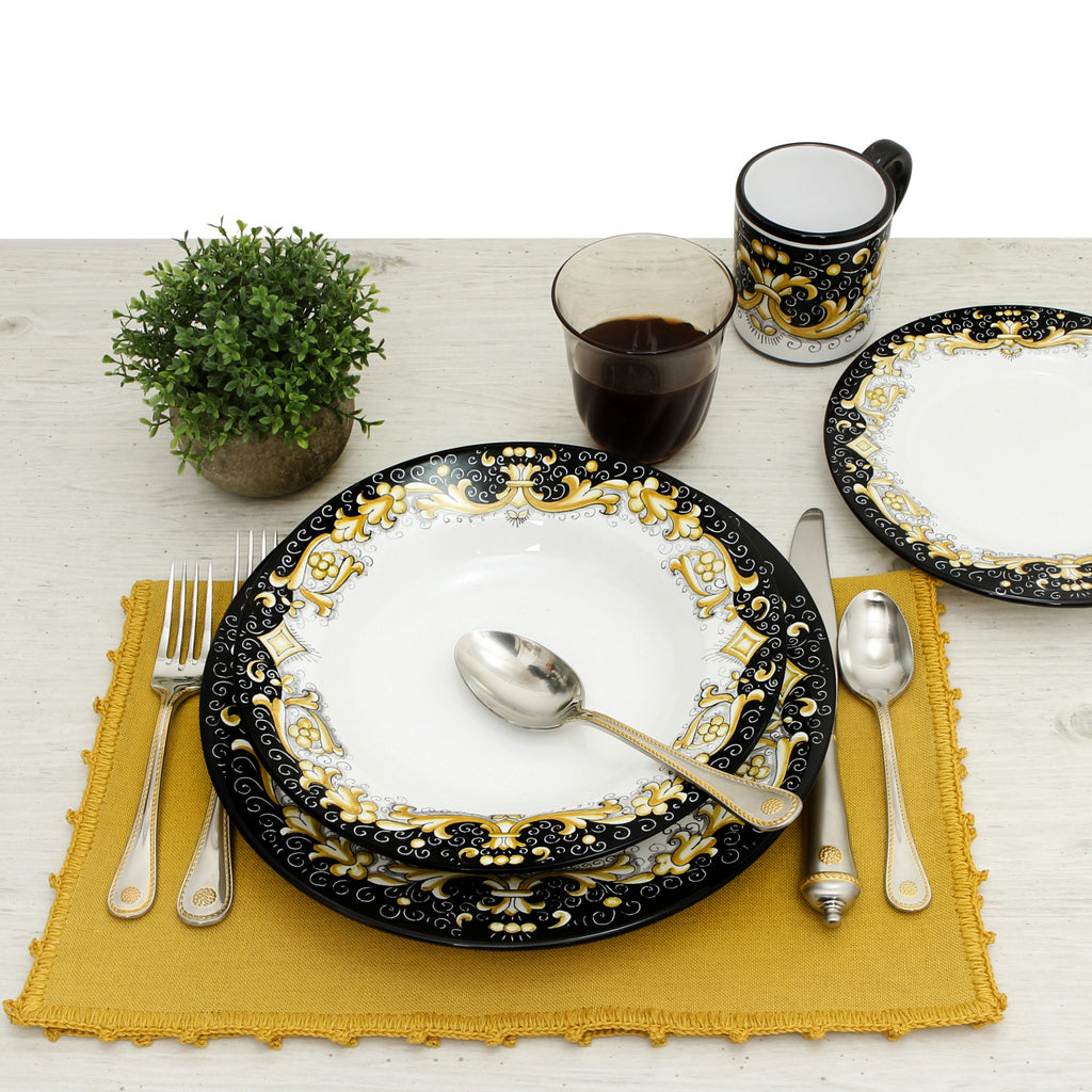 DERUTA COLORI: Dinner Plate - BLACK/GOLD - Artistica.com
