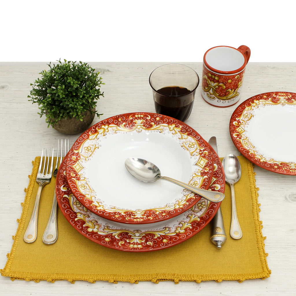 DERUTA COLORI: Pasta/Soup Rim Plate - CORAL RED - Artistica.com