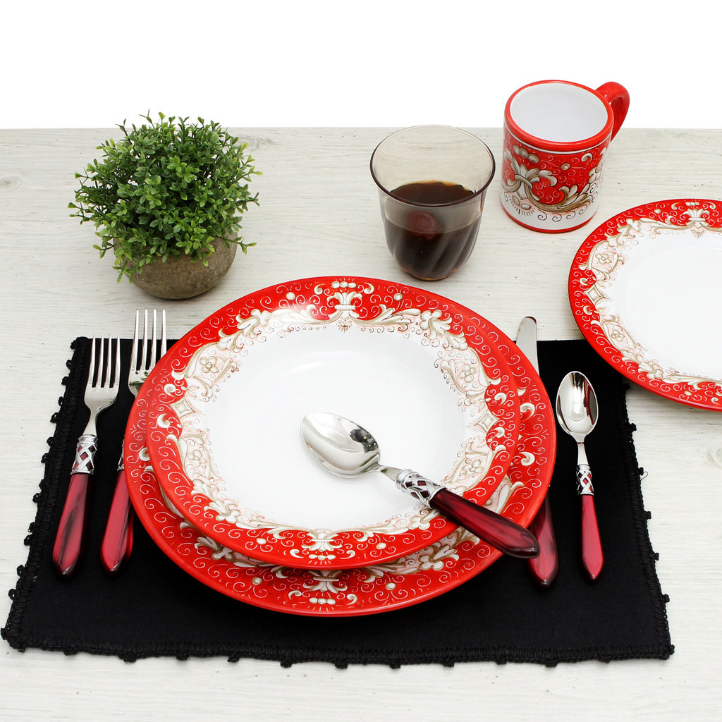 DERUTA COLORI: Pasta/Soup Rim Plate - RED - Artistica.com
