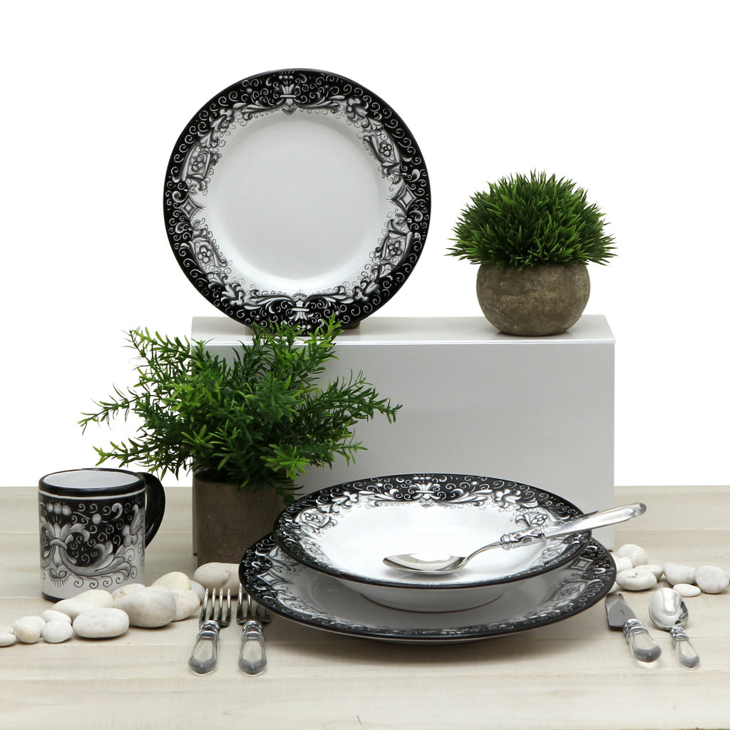 DERUTA COLORI: Dinner Plate - BLACK/GRAY - Artistica.com