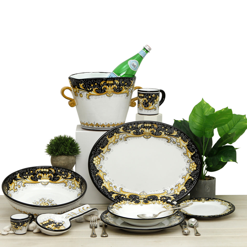DERUTA COLORI: Salad Plate - BLACK/GOLD - Artistica.com