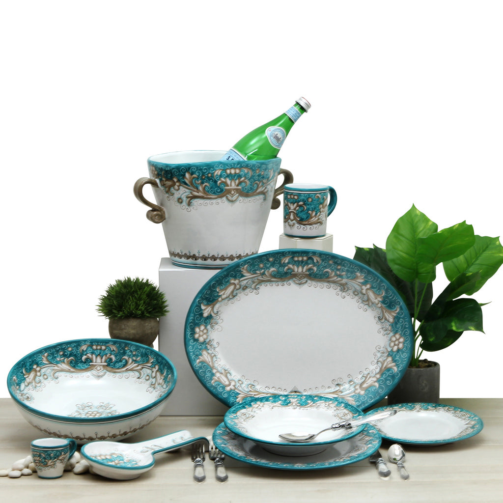 DERUTA COLORI: Ice Bucket Oval with handles - AQUA/TEAL - Artistica.com