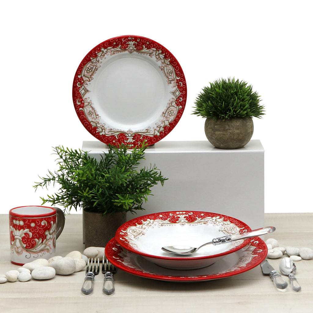 DERUTA COLORI: Pasta/Soup Rim Plate - RED - Artistica.com