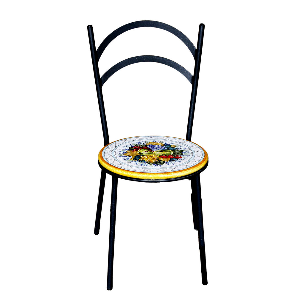 WROUGHT IRON CHAIR: Diana Design with ceramic stone seat - Artistica.com