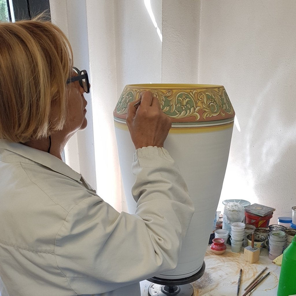 DERUTA BELLA: Medium Vase - Shades of Blue Design - (Premium Masterpiece by Francesca Niccacci) - Artistica.com