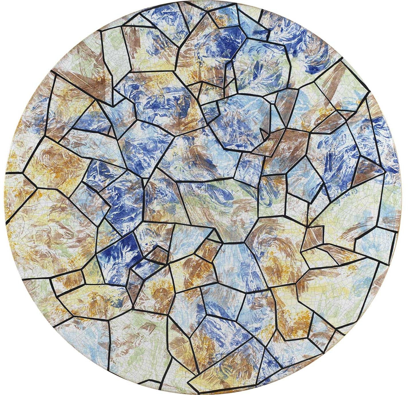 CERAMIC STONE TABLE + IRON BASE: DUBLINO Design - Hand Painted in Deruta, Italy. - Artistica.com