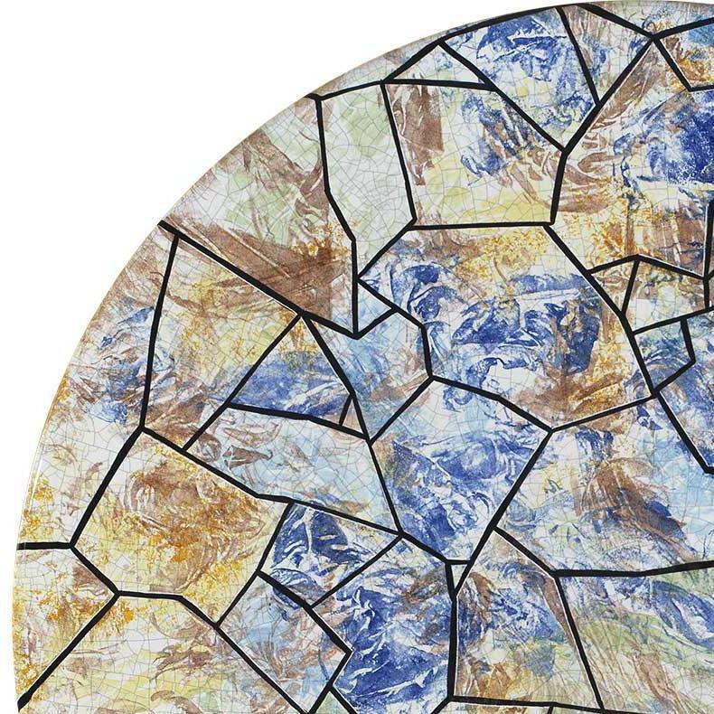 CERAMIC STONE TABLE + IRON BASE: DUBLINO Design - Hand Painted in Deruta, Italy. - Artistica.com