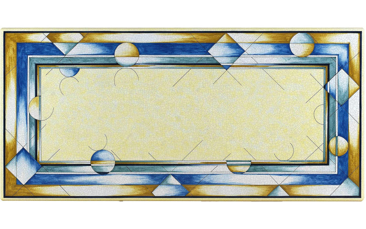 CERAMIC STONE TABLE + IRON BASE: FRANCOFORTE Design - Hand Painted in Deruta, Italy. - Artistica.com