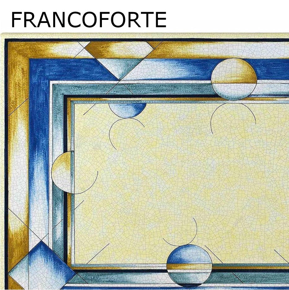 END SIDE TABLE ROUND: Ceramic-Stone top on iron base (28" Diam. x 20" High.) in Deruta, Italy. - Artistica.com