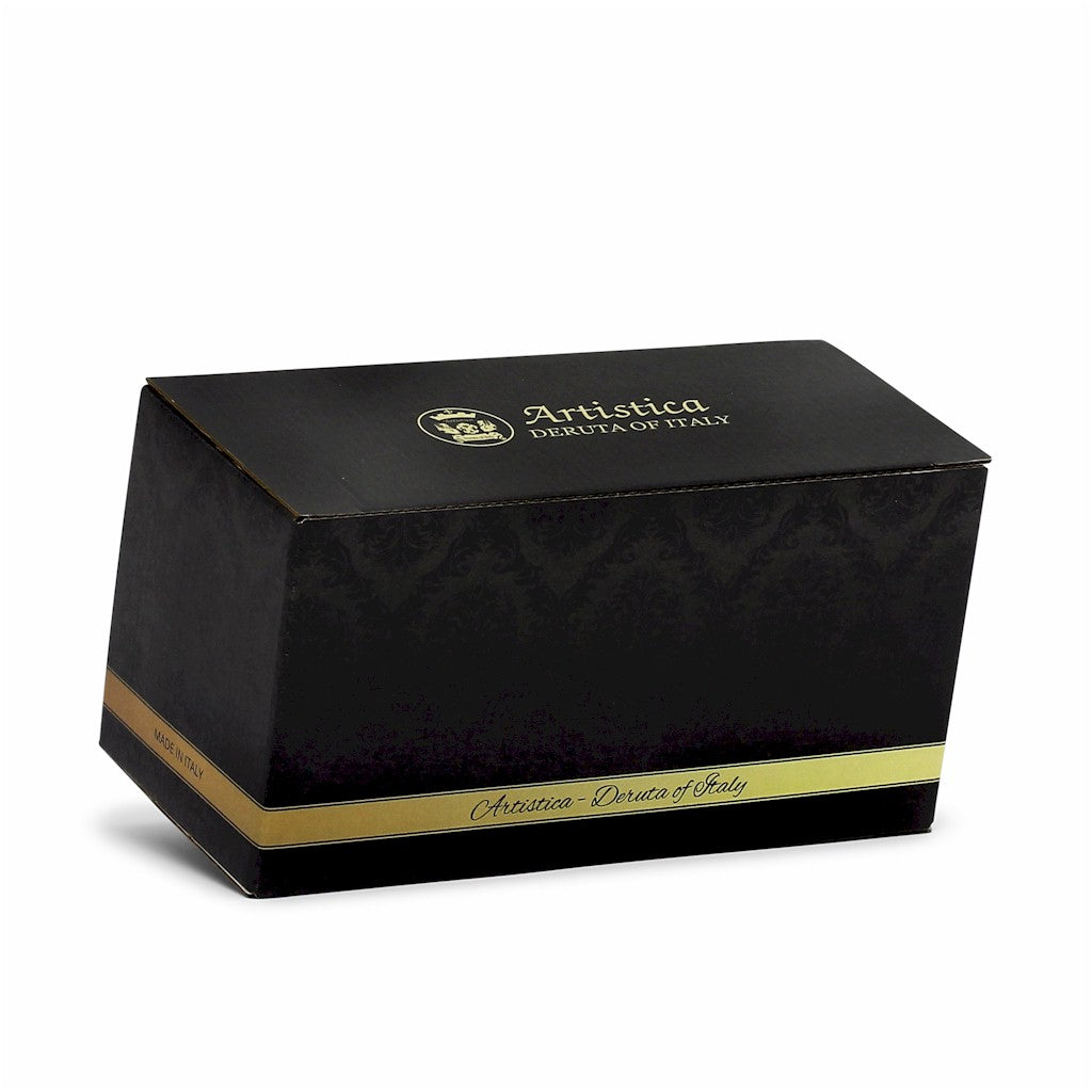 GIFT BOX: With two Deruta Mugs - DERUTA COLORI Black Gold Design - Artistica.com