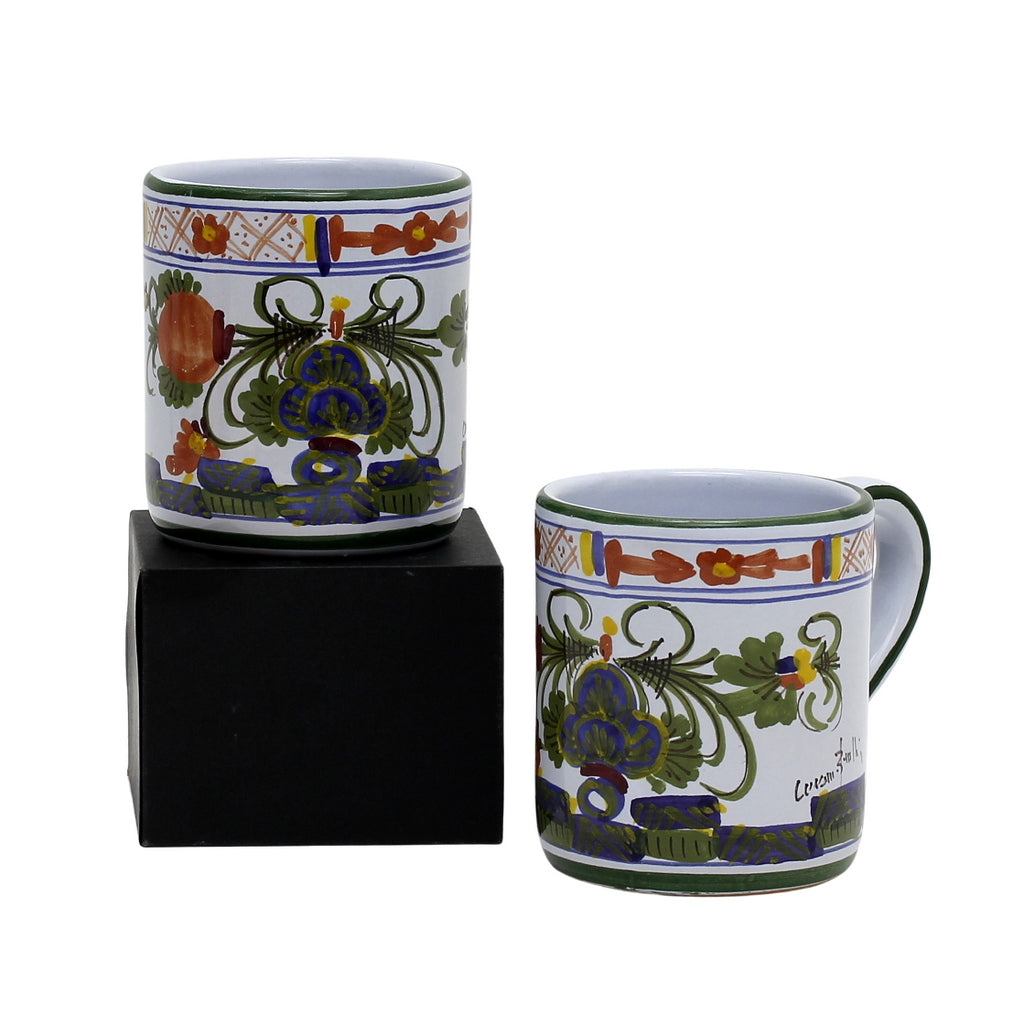 GIFT BOX: With two Deruta Mugs - FAENZA CARNATION Design - Artistica.com