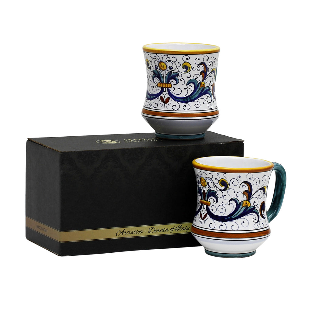GIFT BOX: With two Deruta Mugs - RICCO DERUTA DELUXE Concave Design - Artistica.com