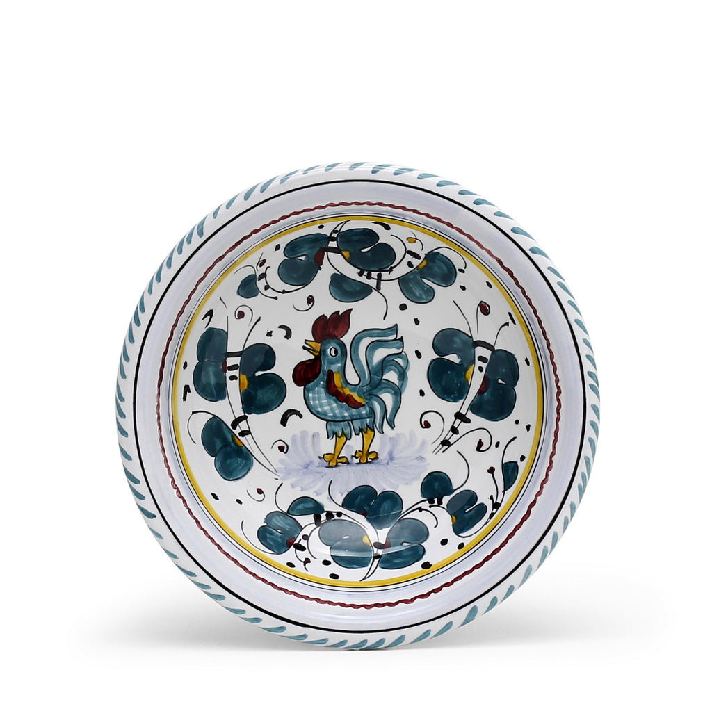 ORVIETO GREEN ROOSTER: Salad Cereal Bowl - Artistica.com