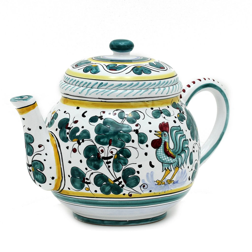 ORVIETO GREEN ROOSTER: Teapot [R]