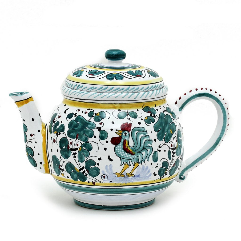 ORVIETO GREEN ROOSTER: Teapot [R]