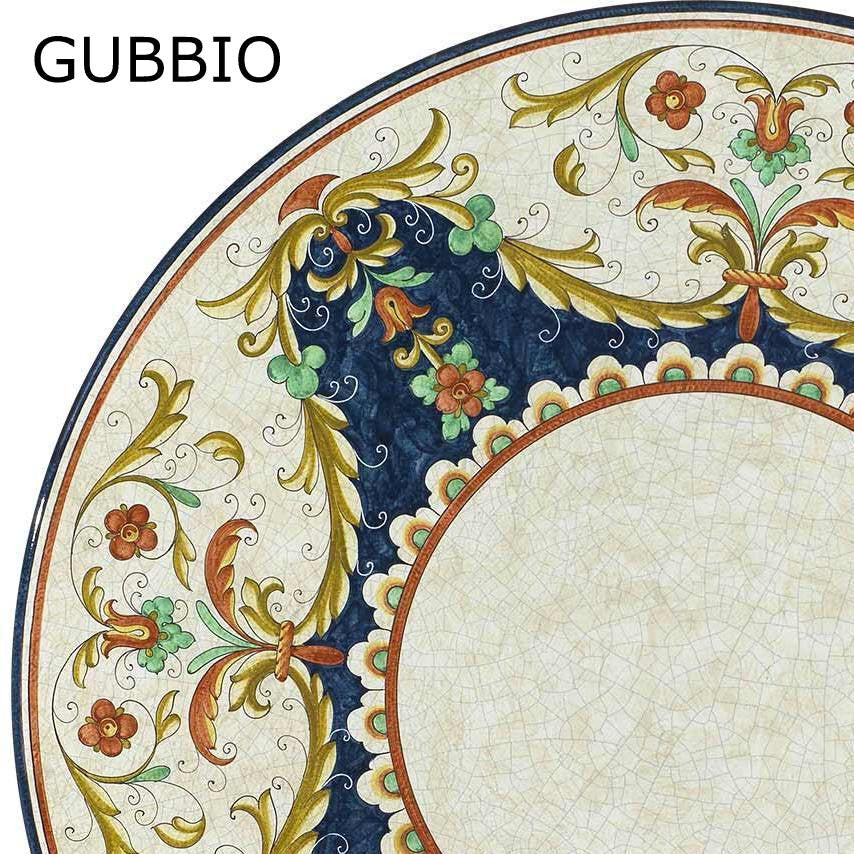 CAFE-BISTRO ROUND TABLE: Ceramic-Stone top on iron base (24" Diam. x 30" High.) in Deruta, Italy. - Artistica.com