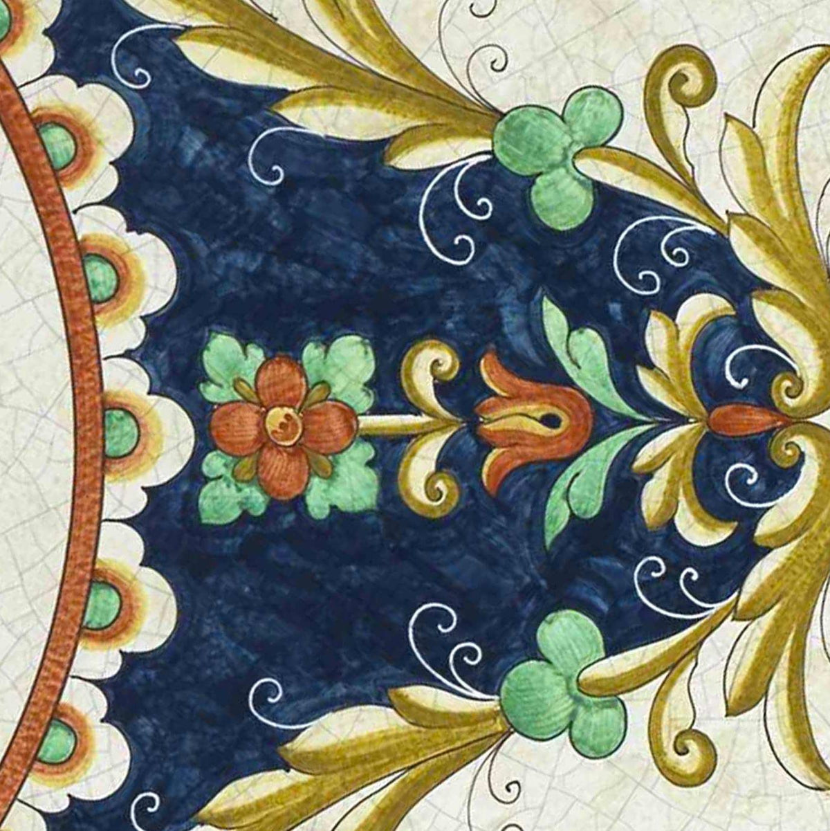 CERAMIC STONE TABLE + IRON BASE: GUBBIO Design^ - Hand Painted in Deruta, Italy. - Artistica.com