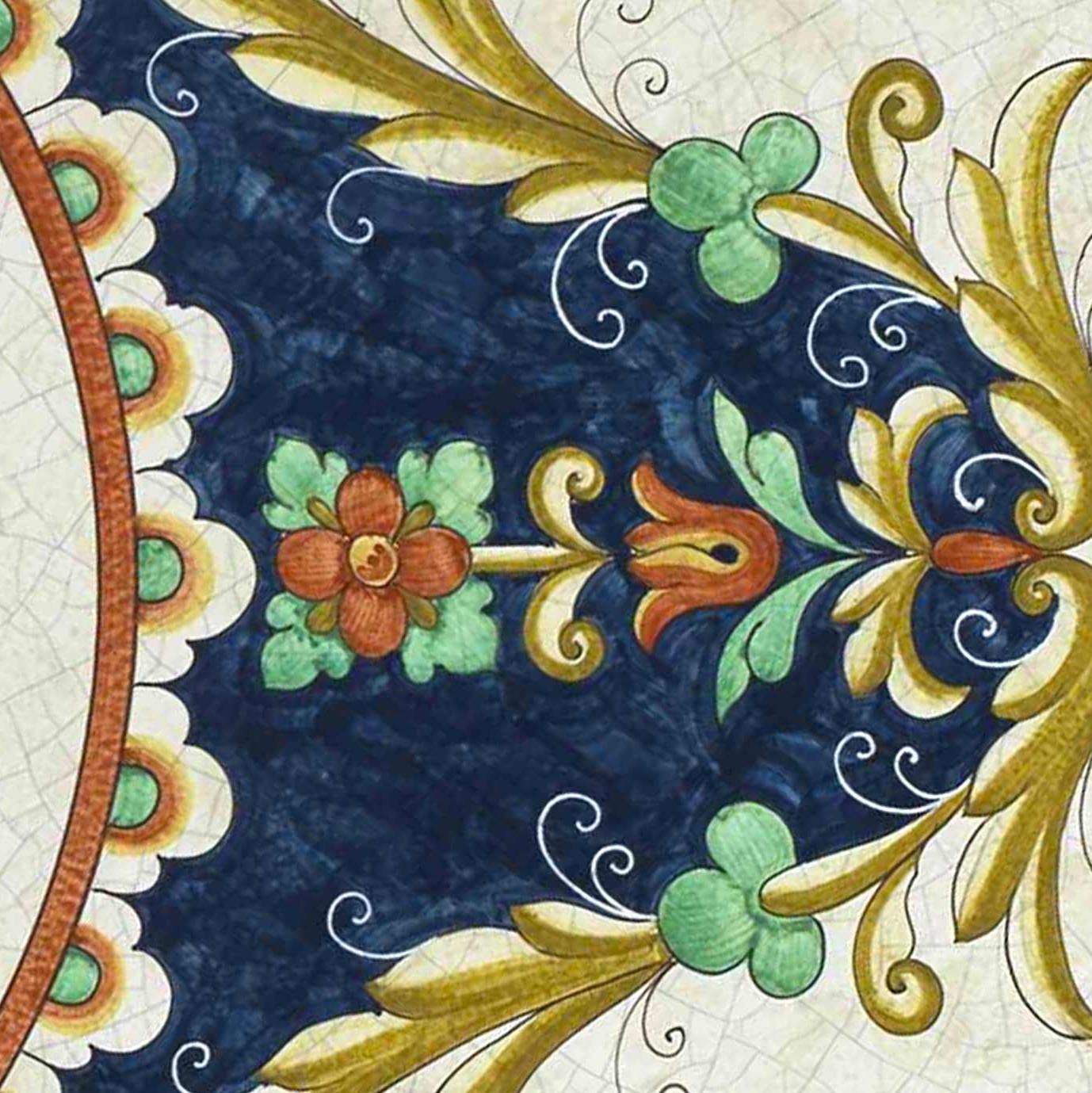 CERAMIC STONE TABLE + IRON BASE: GUBBIO Design^ - Hand Painted in Deruta, Italy. - Artistica.com