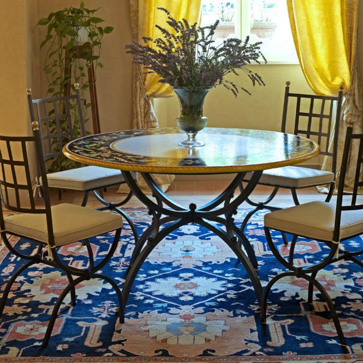 CERAMIC STONE TABLE + IRON BASE: IMPERIA Design^ - Hand Painted in Deruta, Italy. - Artistica.com