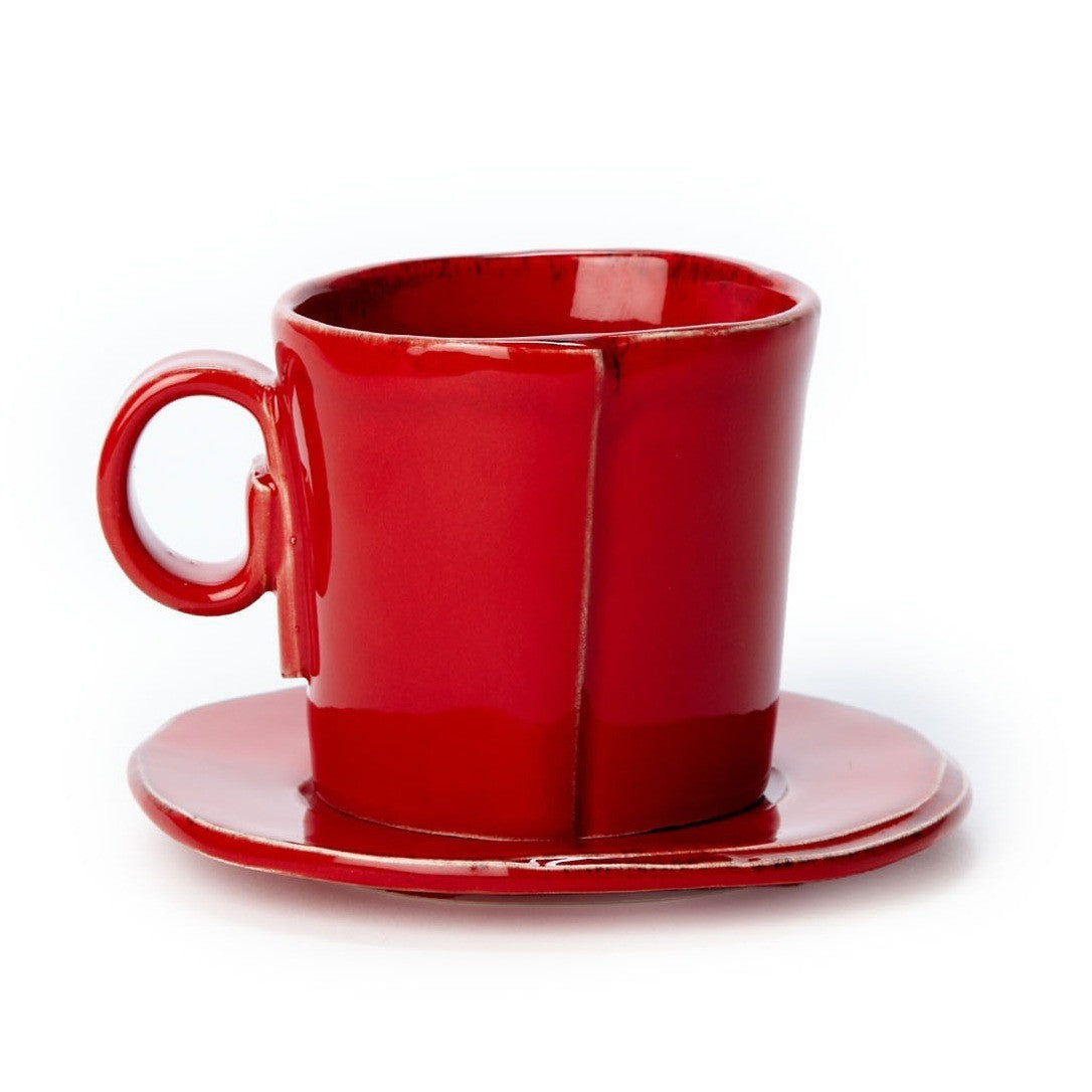 VIETRI: Lastra Red Espresso Cup and Saucer - Artistica.com
